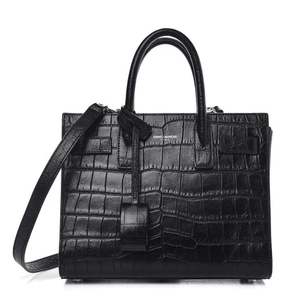 Saint Laurent Croc Calfskin Embossed Nano Sac De Jour Black 1 of 12