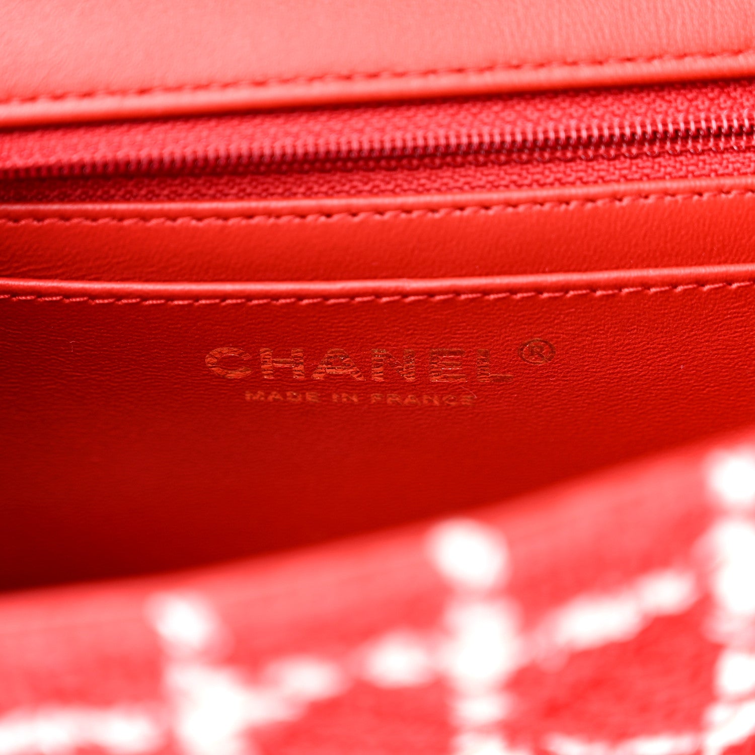 Chanel Tweed Quilted Mini Rectangular Flap White Red 7 of 11