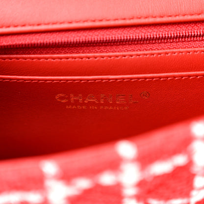 Chanel Tweed Quilted Mini Rectangular Flap White Red 7 of 11