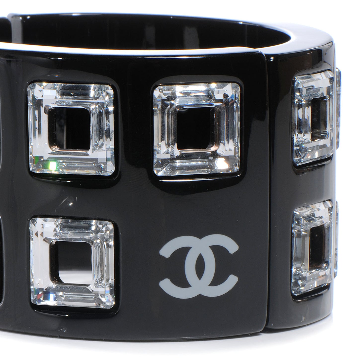Resin Baguette Crystal CC Cuff Black