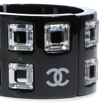 Chanel Resin Baguette Crystal CC Cuff Black 4 of 5