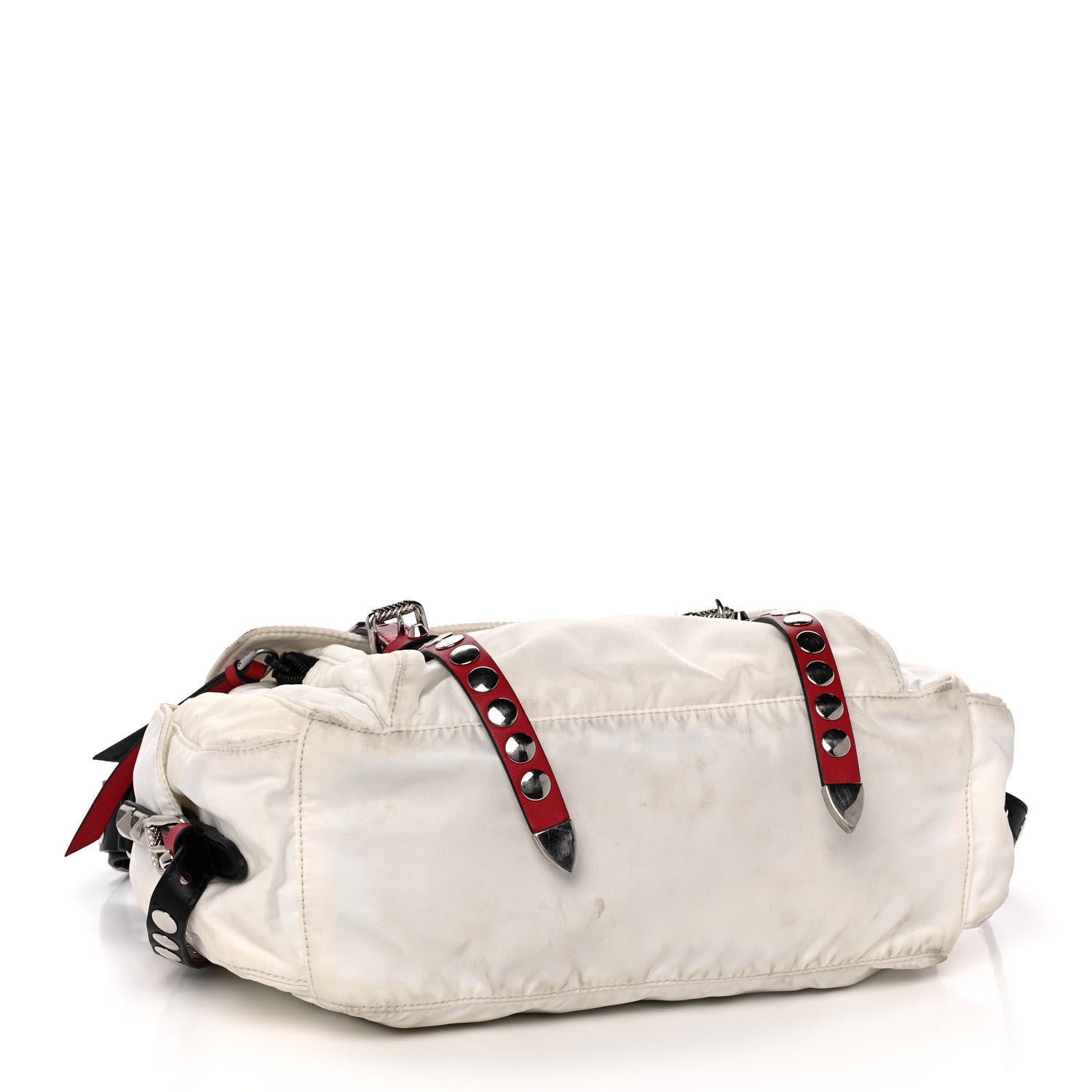 Prada Nylon New Vela Studded Messenger White Fuoco 4 of 20