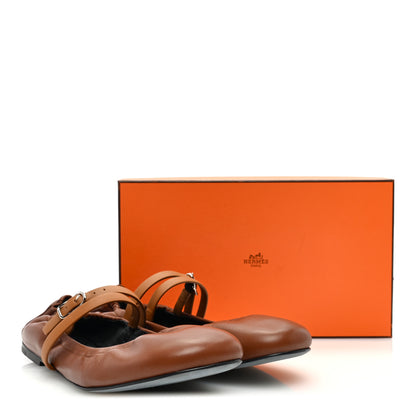 Hermes Nappa Calfskin Jolly Ballerina Flats 38.5 Gold Naturel 10 of 10