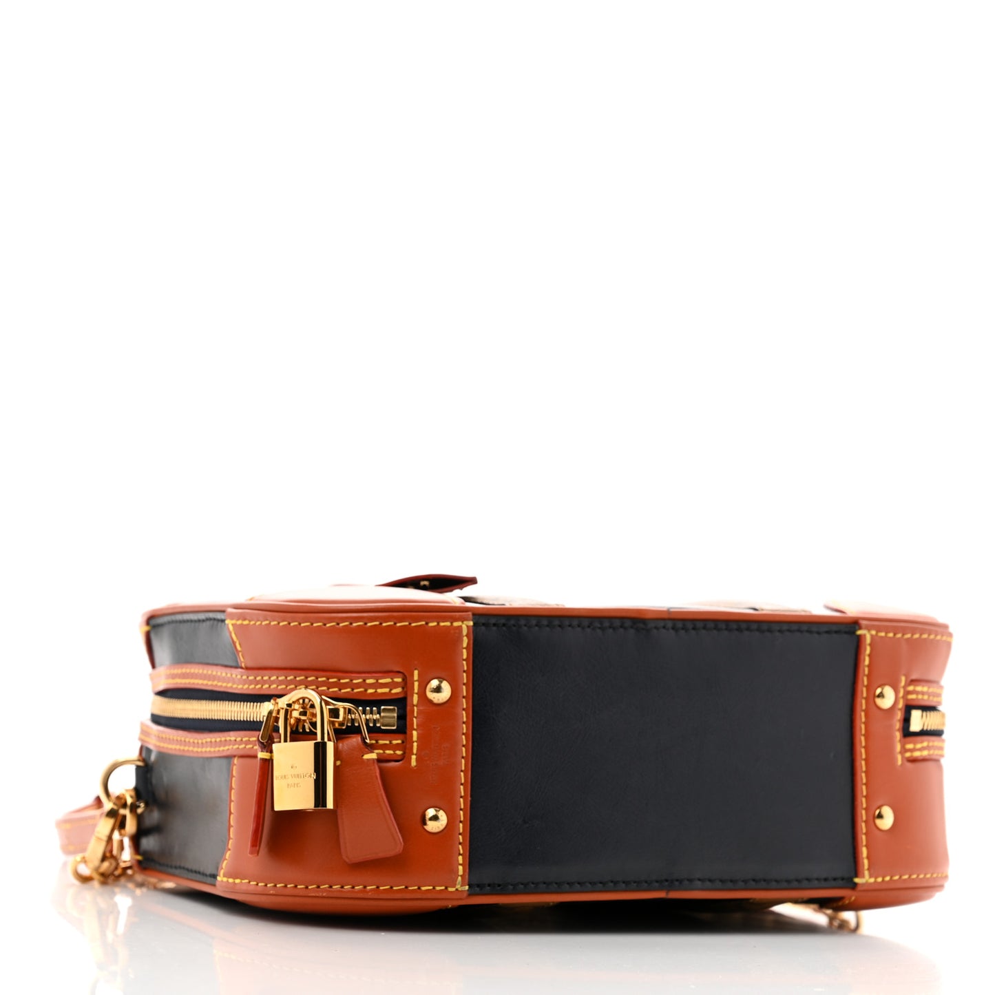 Calfskin Reverse Monogram Valisette PM Navy Caramel