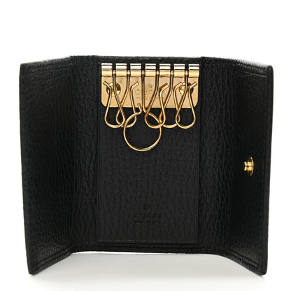 Gucci Pebbled Calfskin GG Marmont 6 Key Holder Black 5 of 9