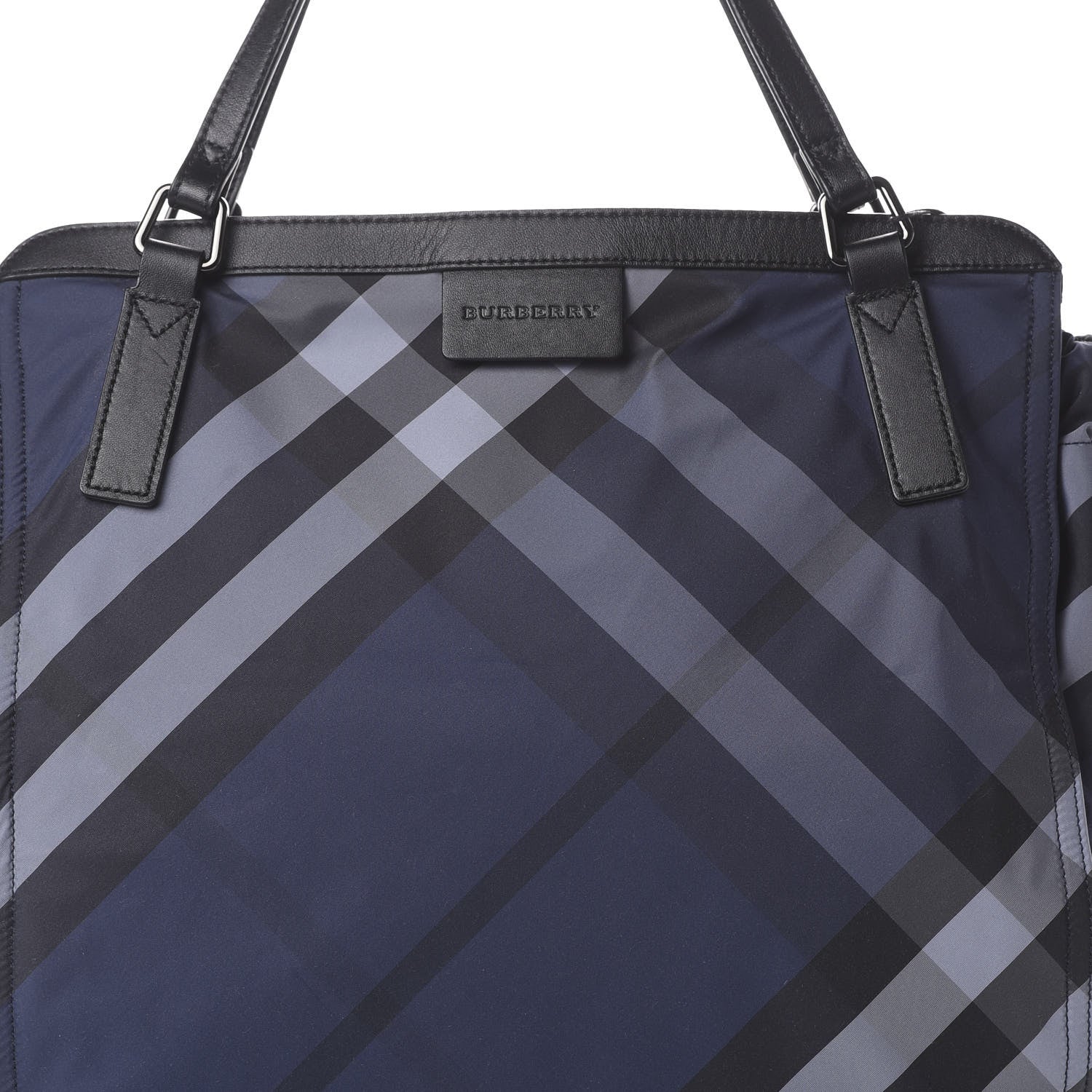 Burberry Nylon Check Small Buckleigh Packable Tote Navy Blue 8 of 12