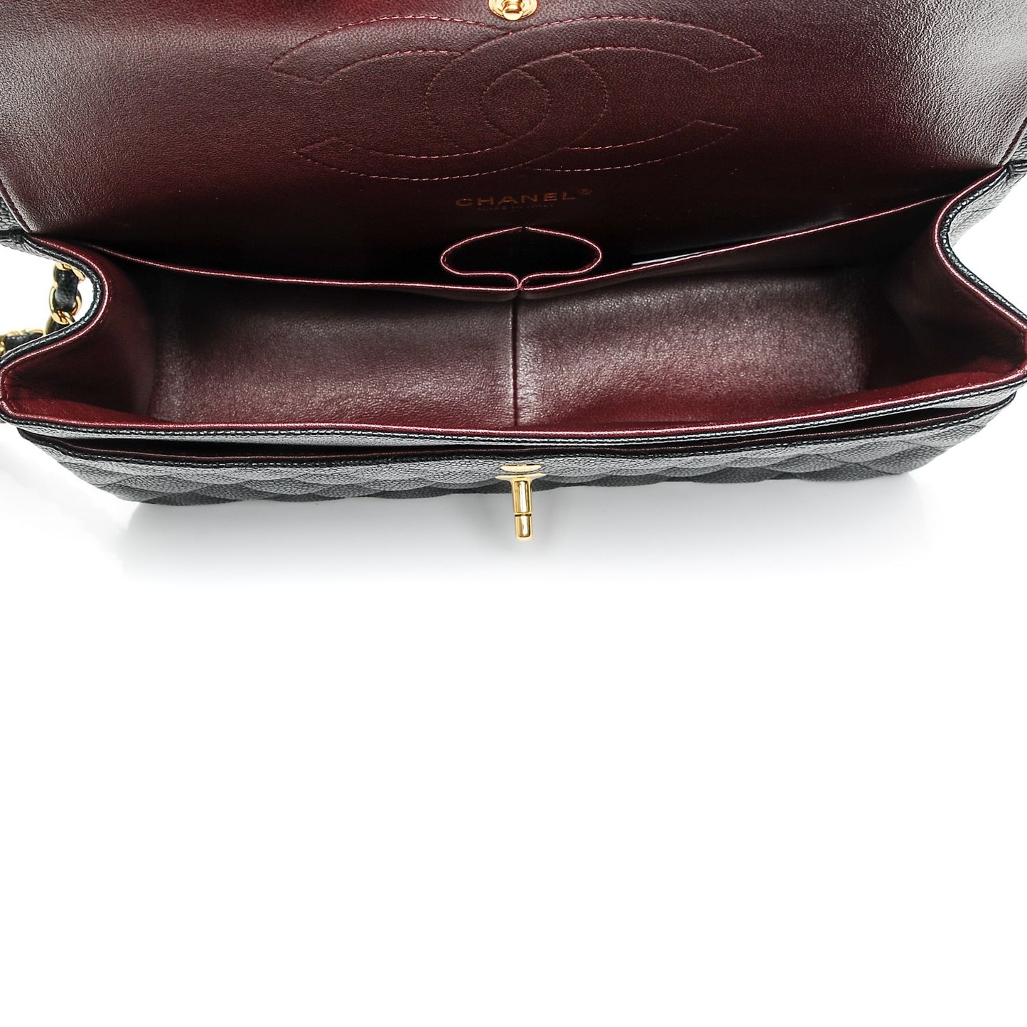 Caviar Quilted Jumbo Double Flap Black