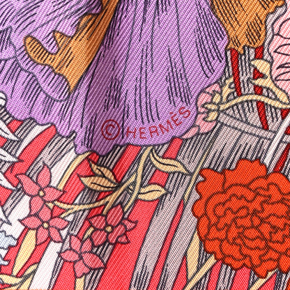 Hermes Silk Robe Legere Scarf 45 Vermillion Rose Gris 4 of 4