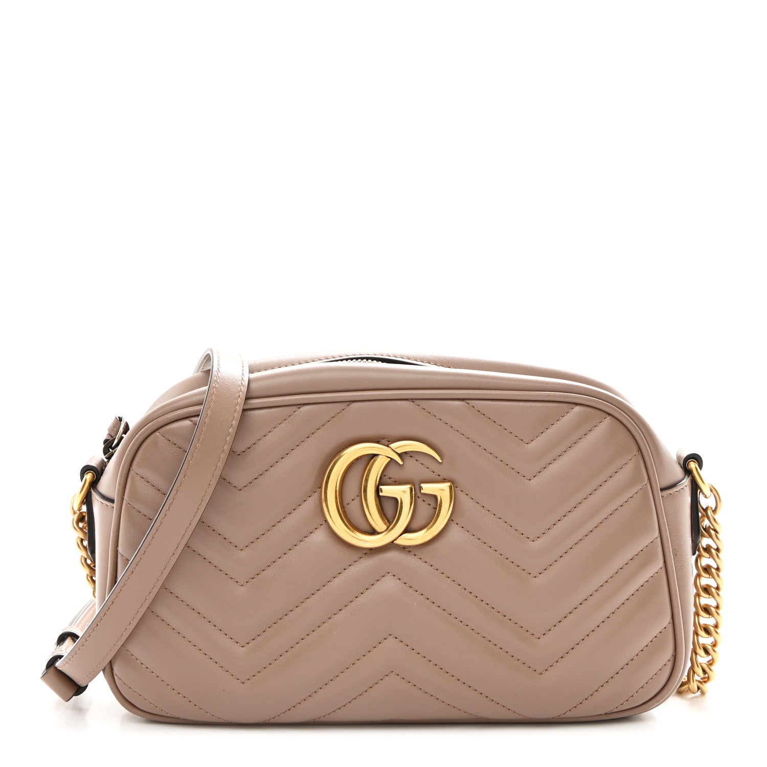 Gucci Calfskin Matelasse Small GG Marmont Chain Shoulder Bag Porcelain Rose 1 of 19