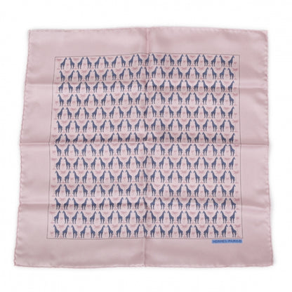 Hermes Silk Giraffes Pocket Square Scarf Pink 1 of 7