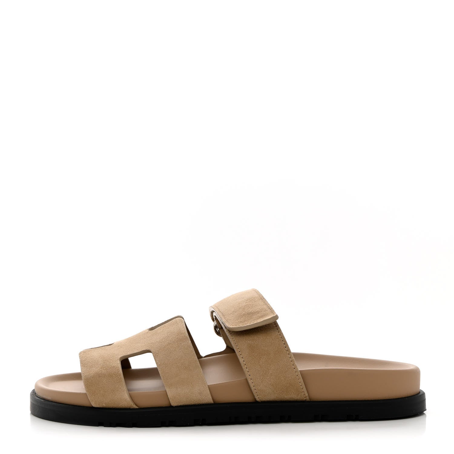 Hermes Suede Goatskin Womens Chypre Sandals 37 Beige Argile 1 of 9