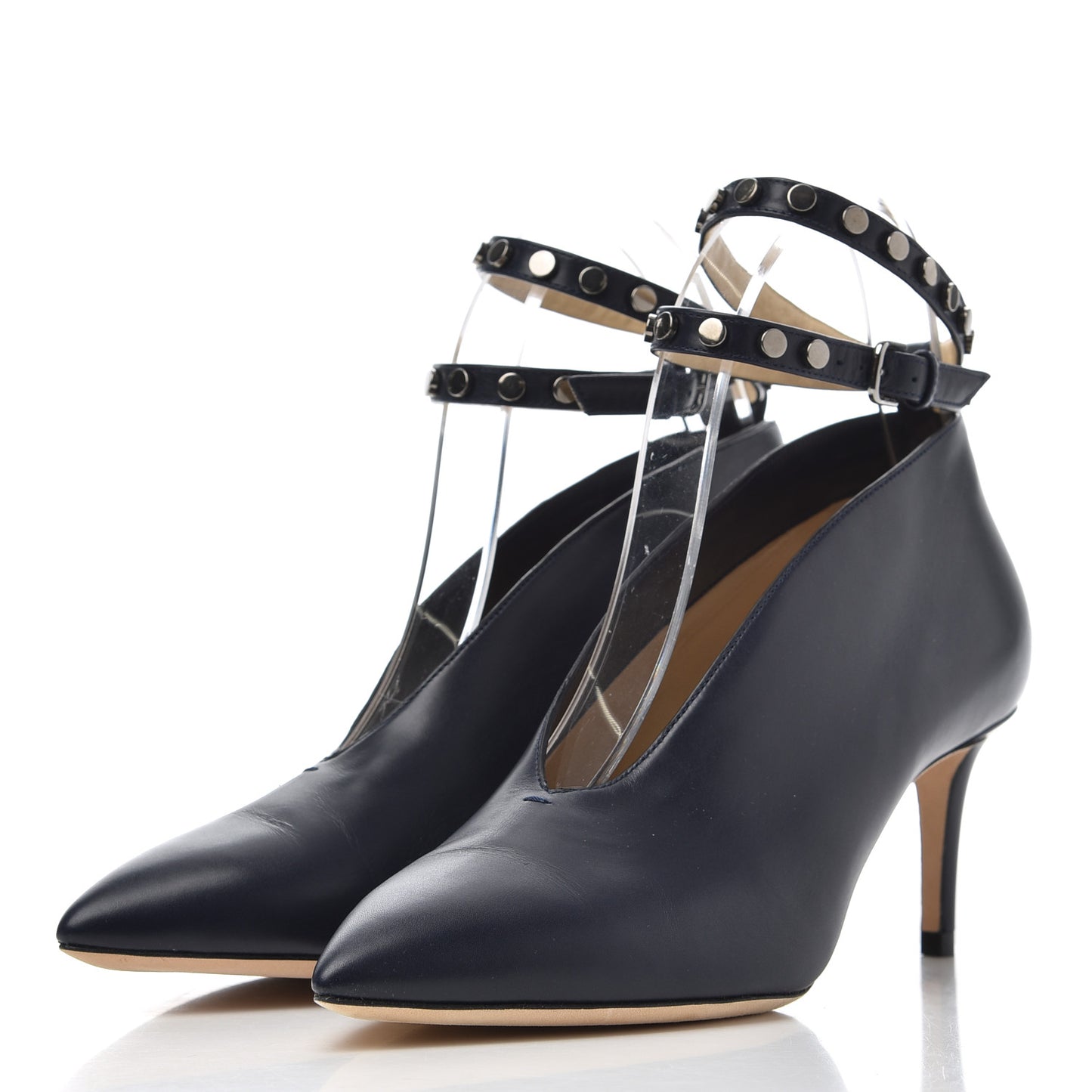 Calfskin Lark 65 Ankle Strap Pumps 37.5 Navy Blue