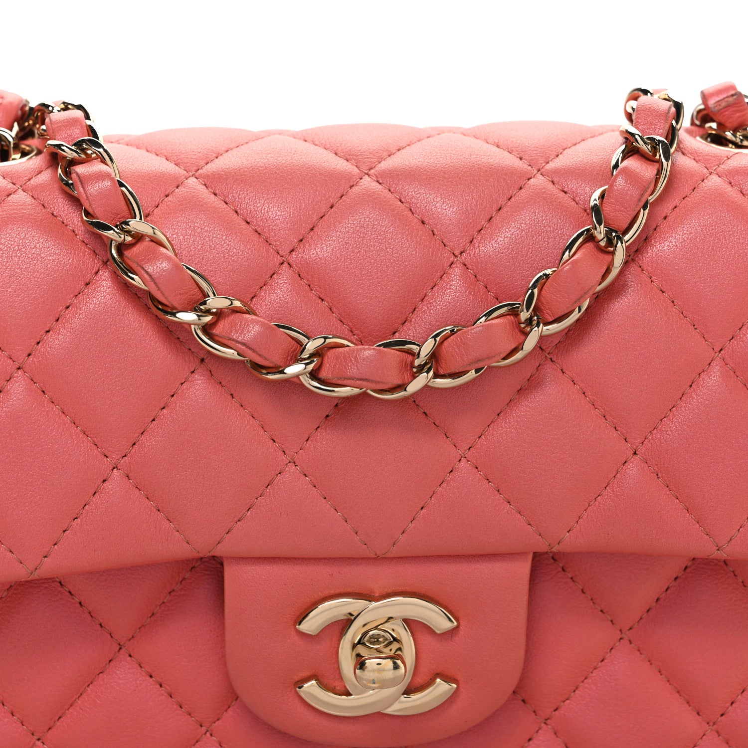 Chanel Iridescent Lambskin Quilted Mini Rectangular Flap Pink 8 of 10