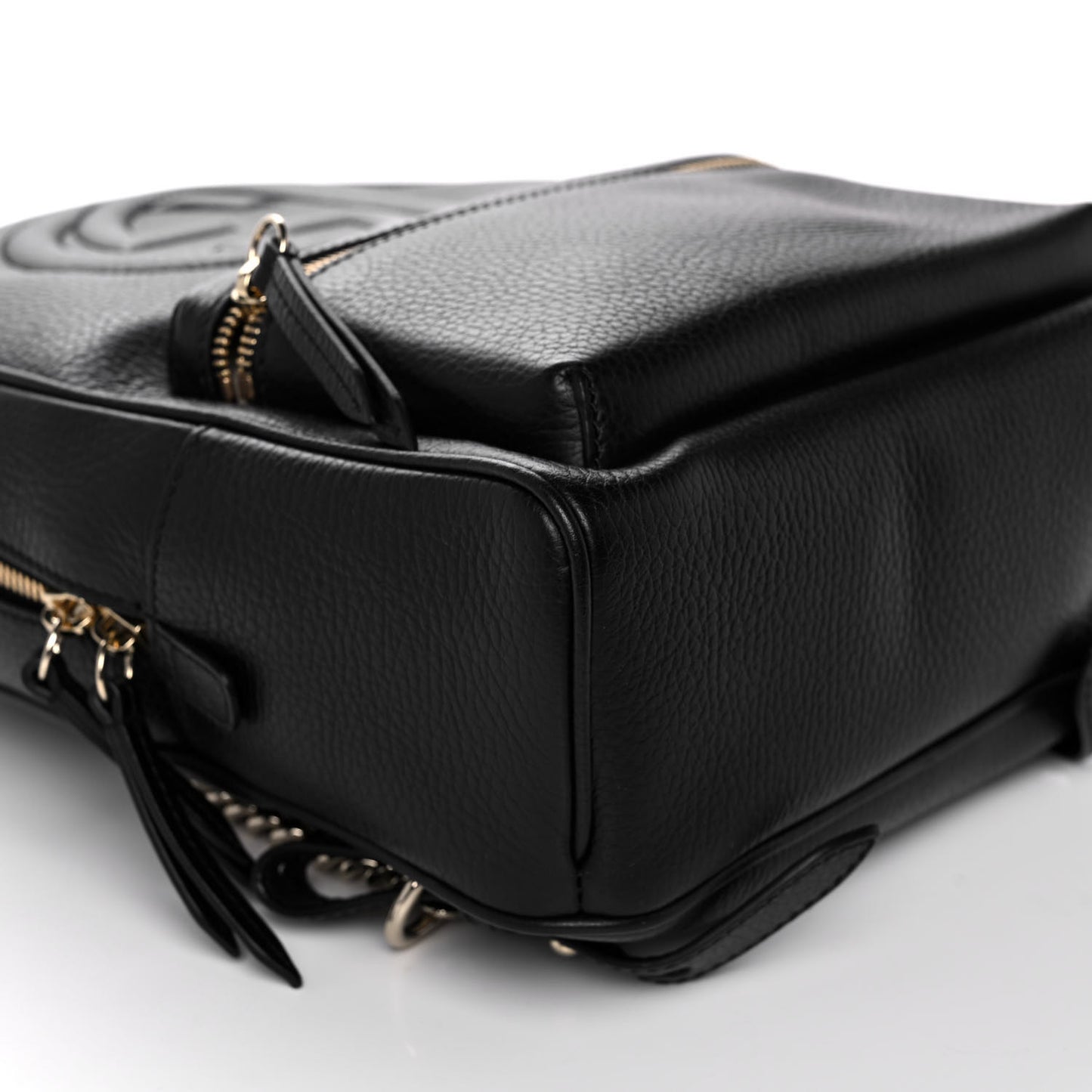 Pebbled Calfskin Soho Chain Backpack Black