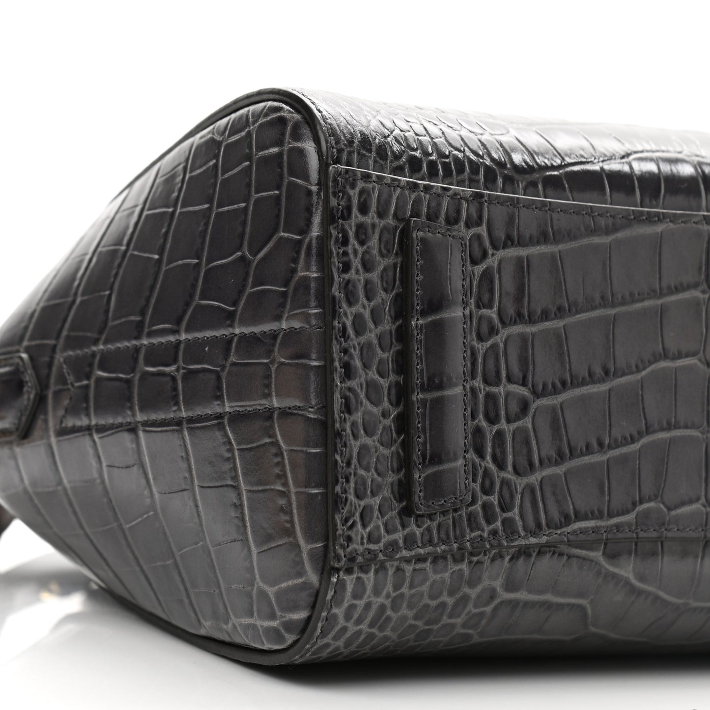 Calfskin Crocodile Embossed Mini Antigona Storm Grey