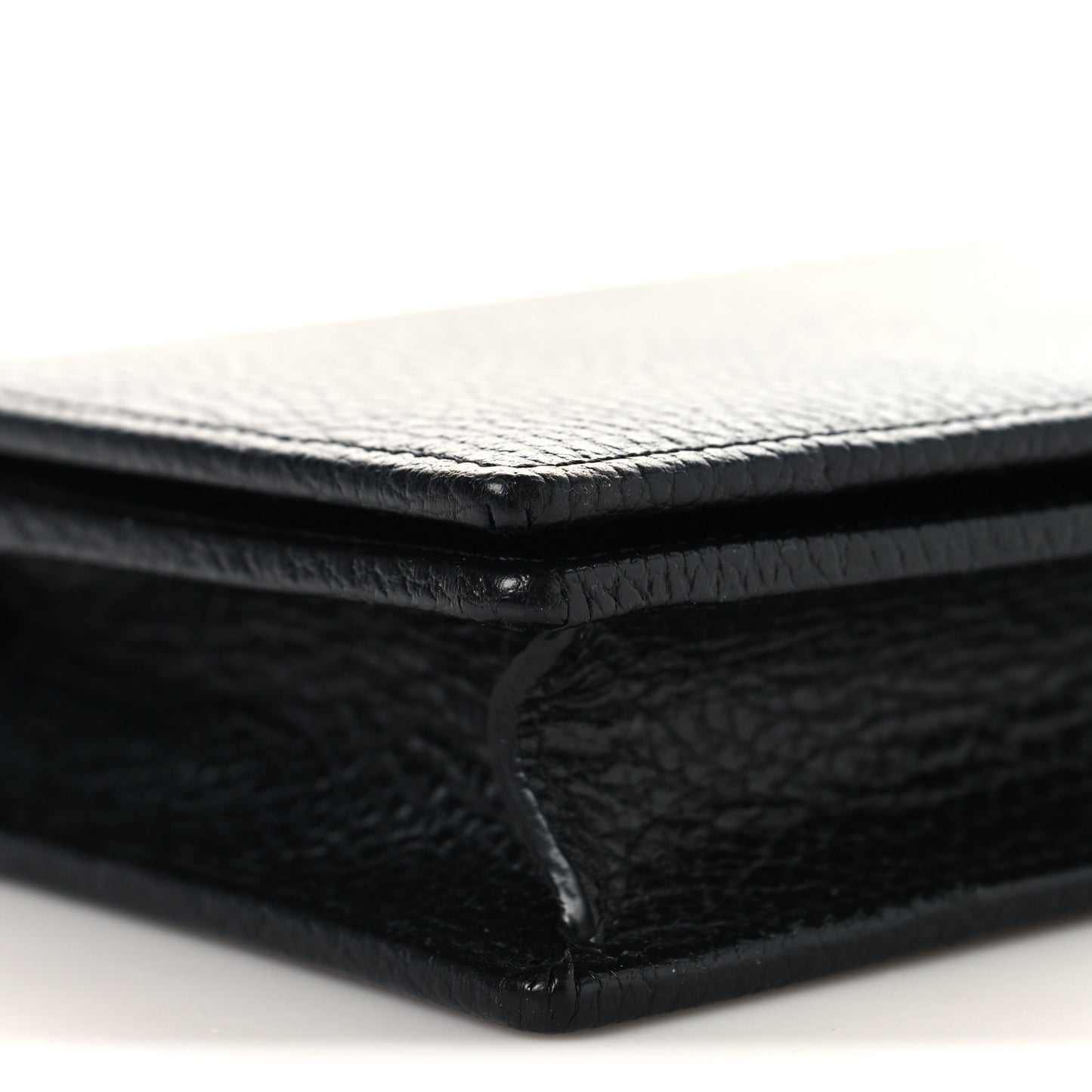 Dollar Calfskin Enamel Monochrome Mini GG Marmont Chain Wallet Black