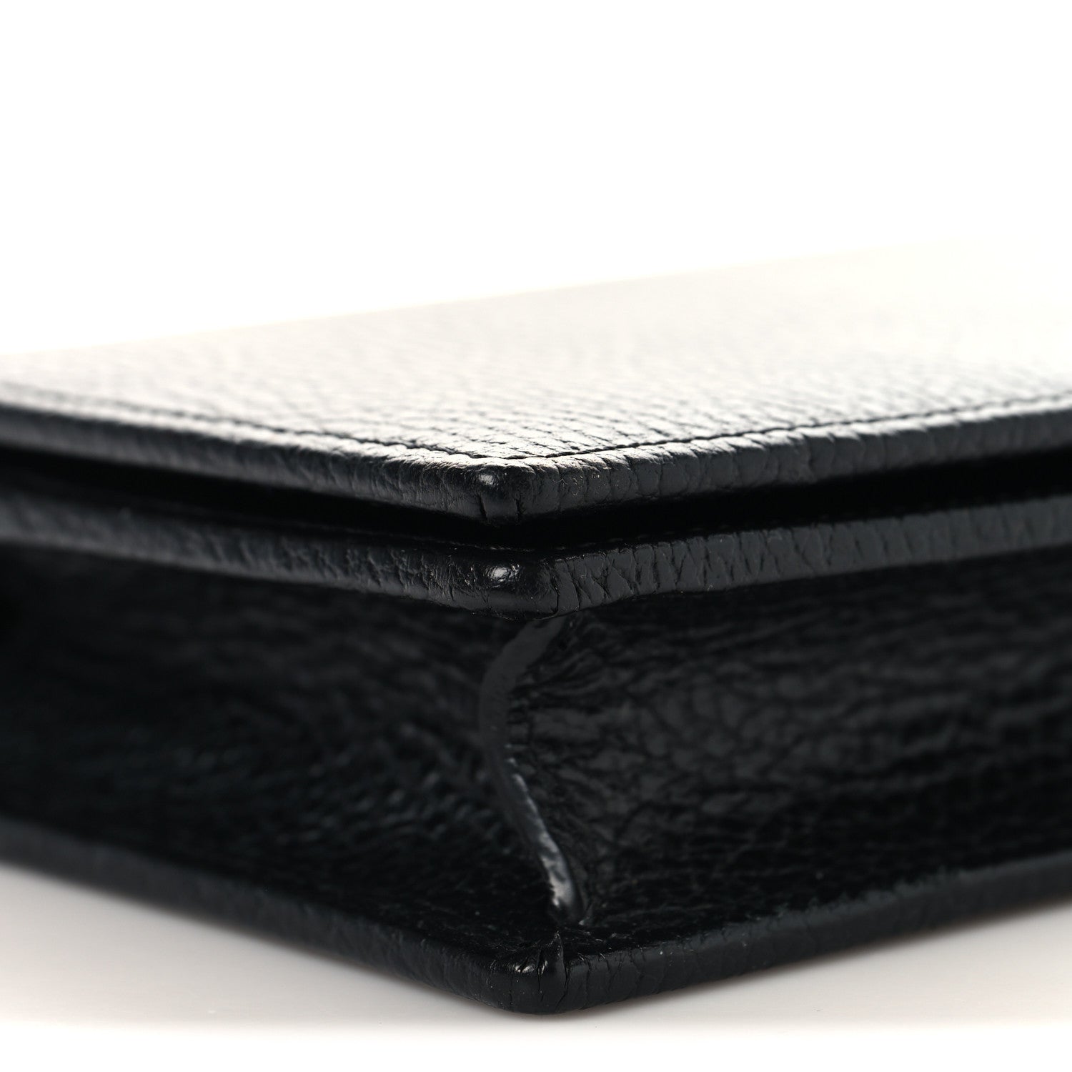 Gucci Dollar Calfskin Enamel Monochrome Mini GG Marmont Chain Wallet Black 8 of 9
