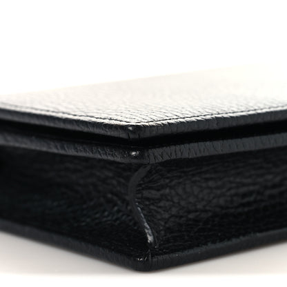 Gucci Dollar Calfskin Enamel Monochrome Mini GG Marmont Chain Wallet Black 8 of 9