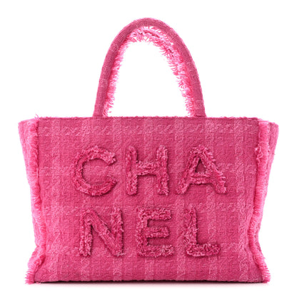 Chanel Wool Tweed Large Zipped Shopping Tote Pink 1 of 10