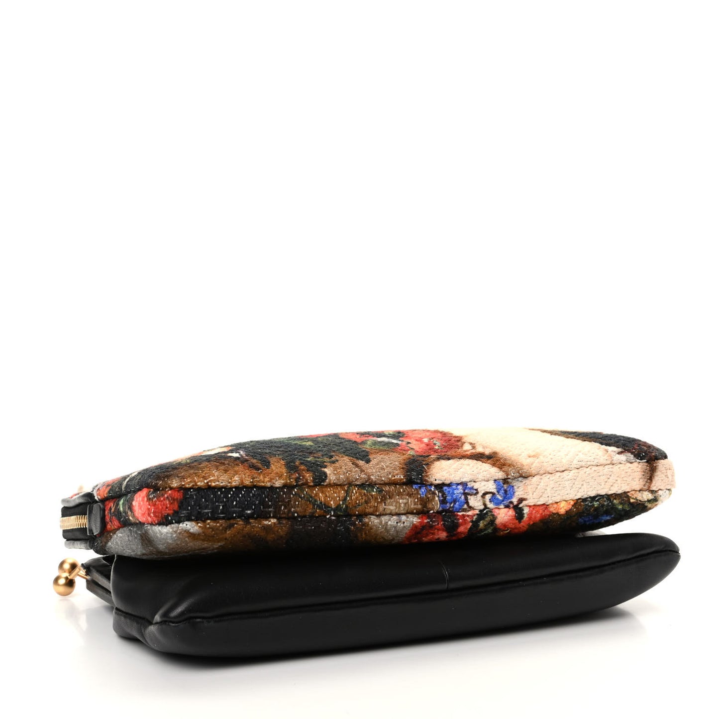 Calfskin Printed Clutch Black Multicolor