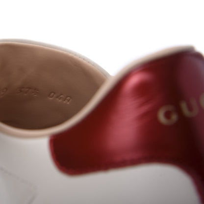 Gucci Calfskin Stripe Womens New Ace Sneakers 37.5 New Mystic White Ecru Red Flame 9 of 10
