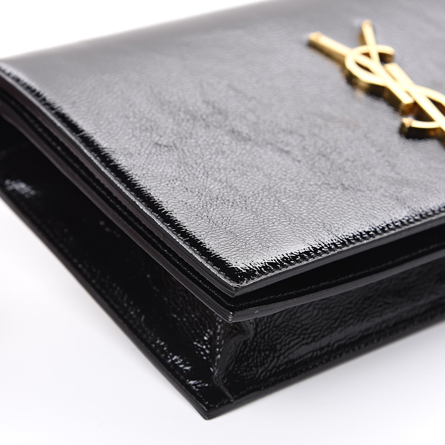 Saint Laurent Textured Patent Classic Kate Monogram Clutch Black 7 of 8