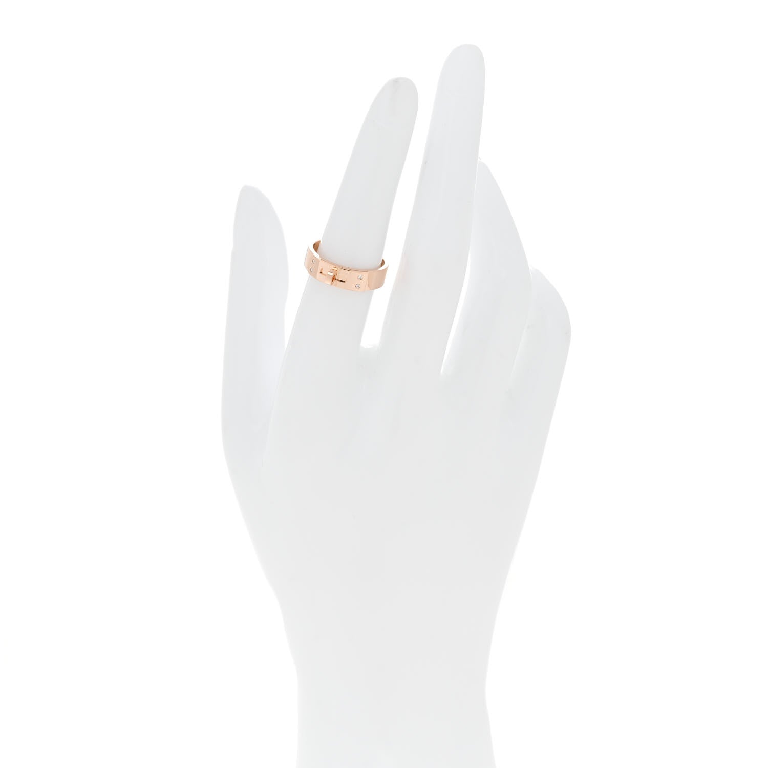 Hermes 18K Rose Gold Diamond PM Kelly Ring 52 6 2 of 4