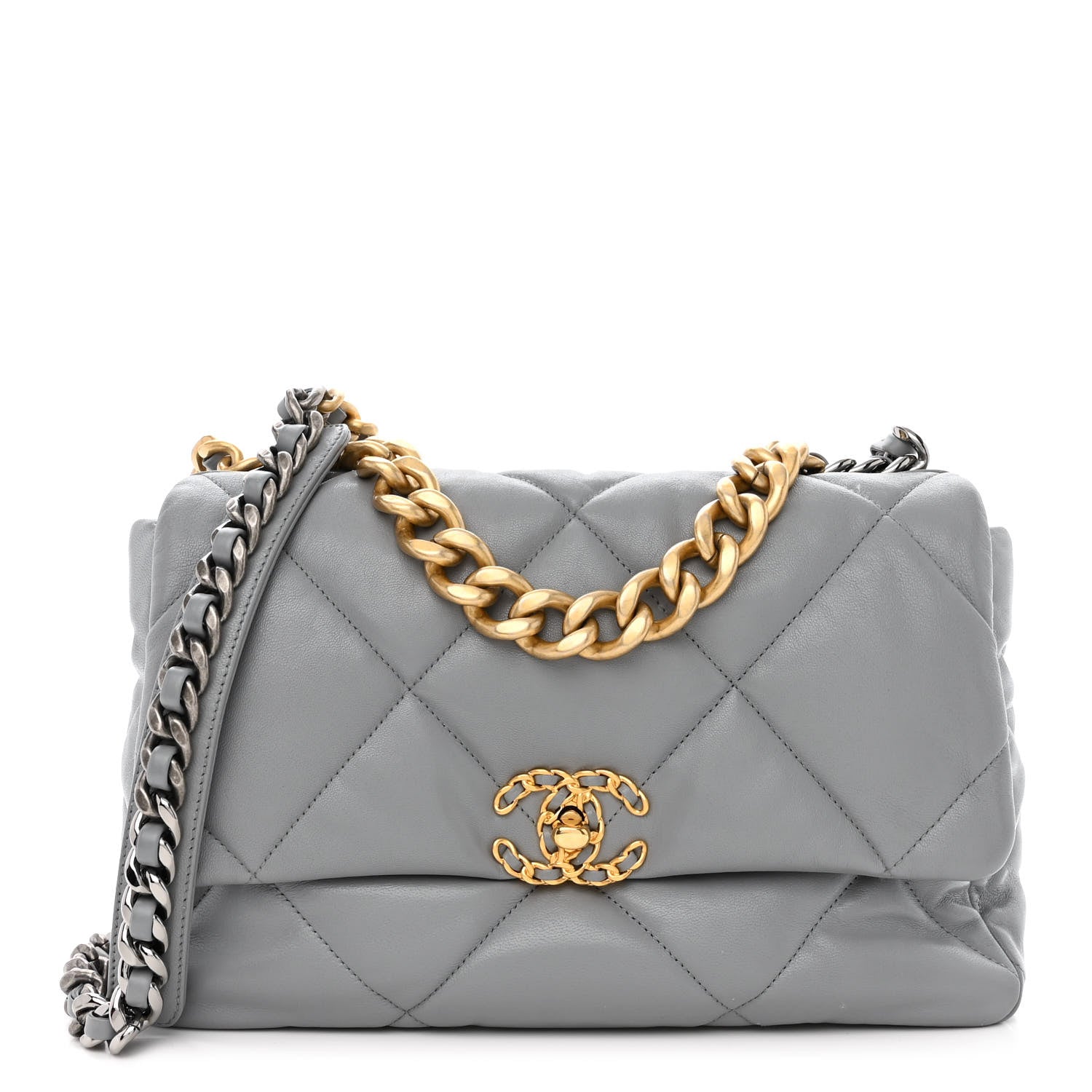 Chanel Lambskin Quilted Large Chanel 19 Flap Grey 1 of 12