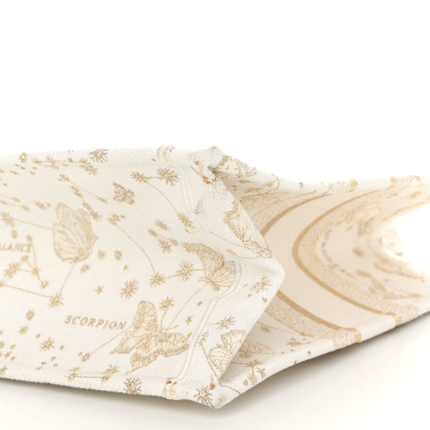 Canvas Embroidered Medium Zodiac Print Book Tote Gold