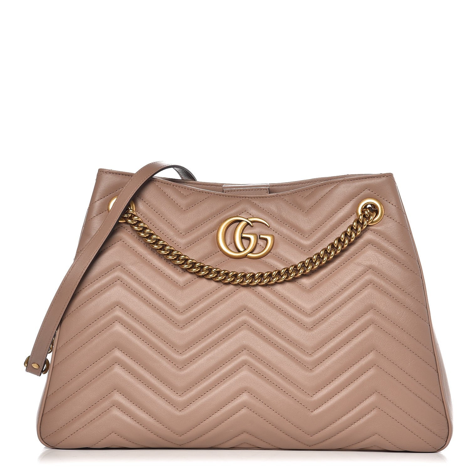 Gucci Calfskin Matelasse Medium GG Marmont Shoulder Tote Bag Porcelain ...