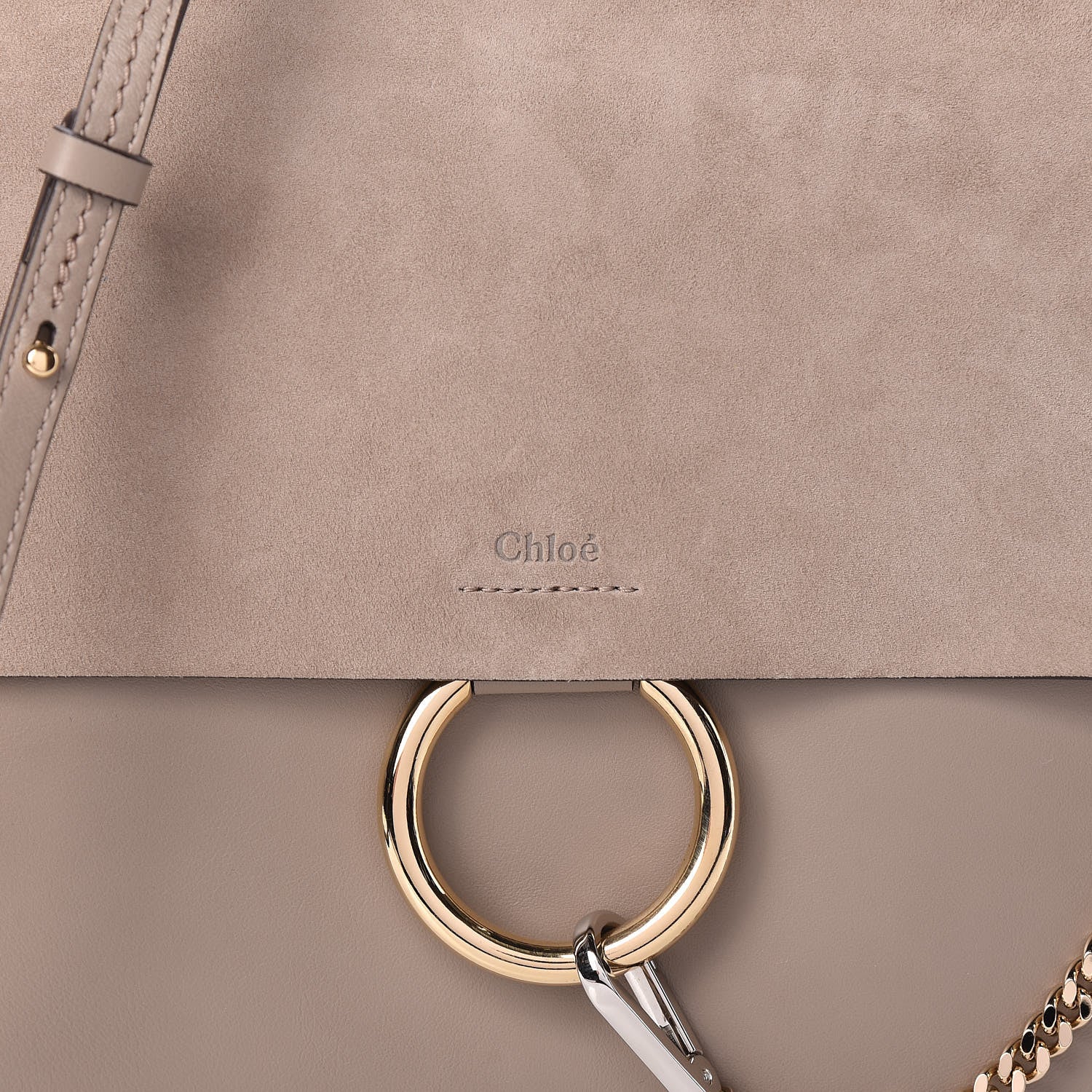 Chloe Calfskin Suede Medium Faye Shoulder Bag Motty Grey 9 of 9