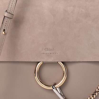 Chloe Calfskin Suede Medium Faye Shoulder Bag Motty Grey 9 of 9
