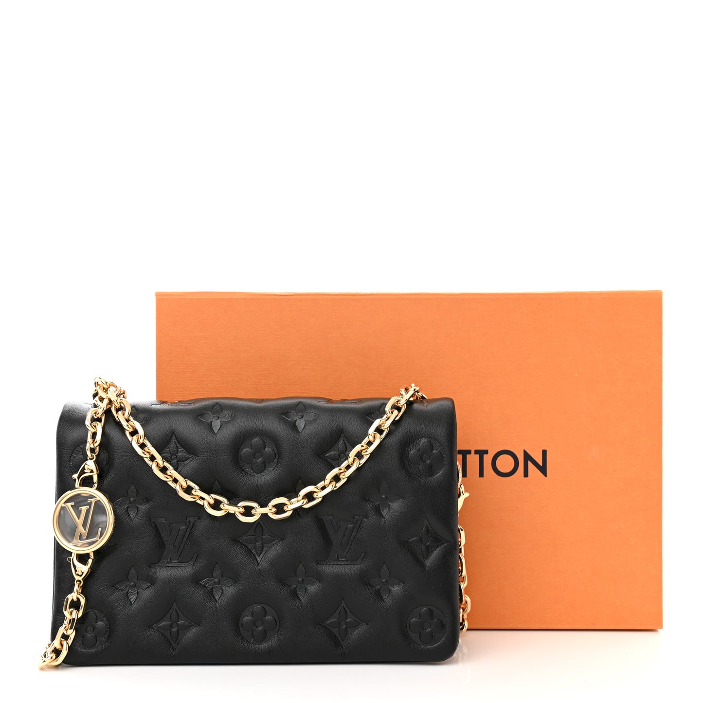 Lambskin Embossed Monogram Pochette Coussin Black