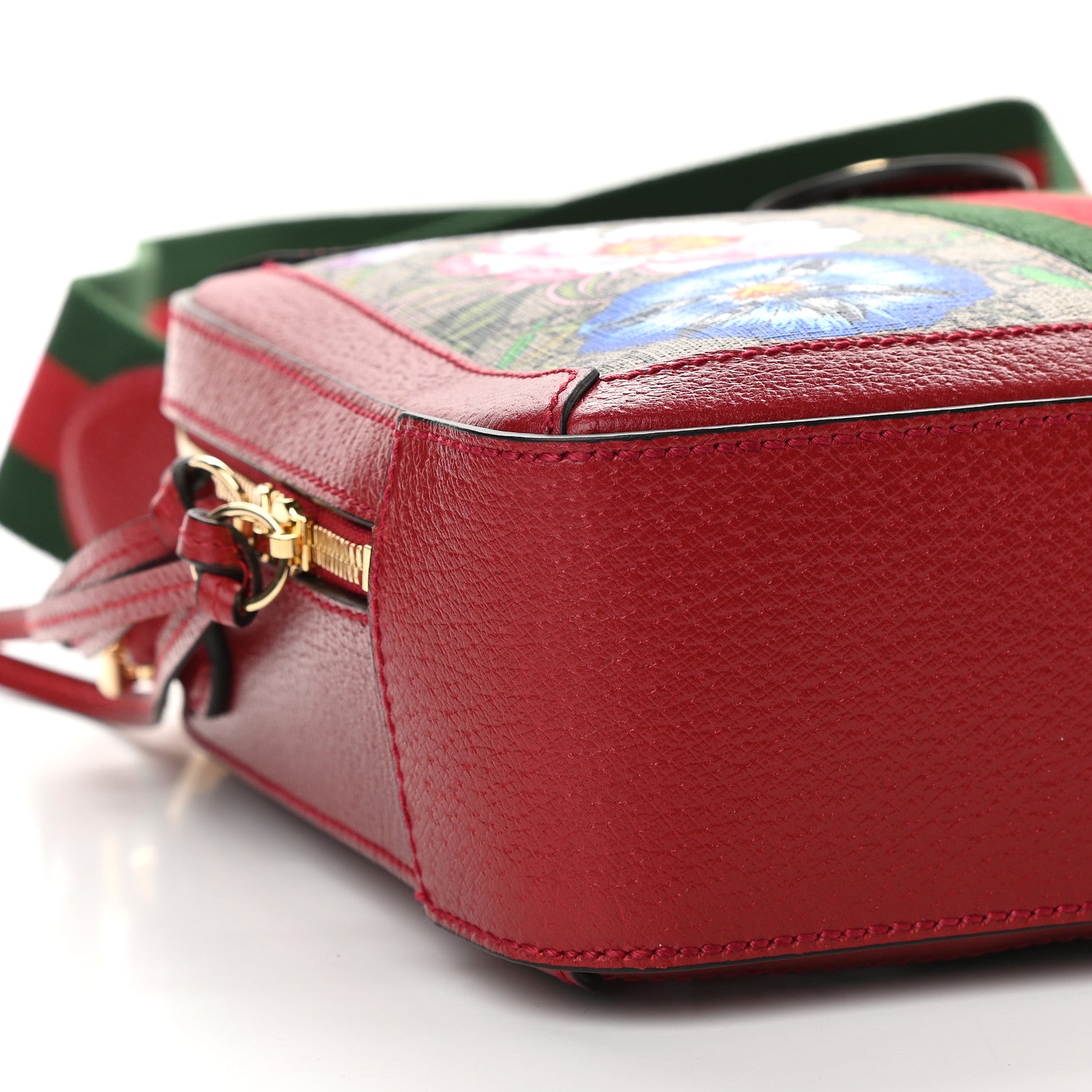 Gucci GG Supreme Monogram Flora Web Small Ophidia Top Handle Shoulder Bag Hibiscus Red 8 of 9