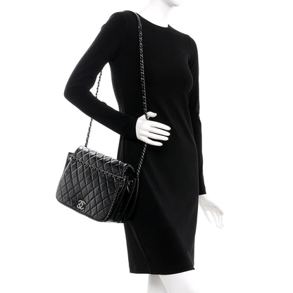 Chanel Calfskin Quilted Large CC Enchained Accordion Flap Black 2 of 8