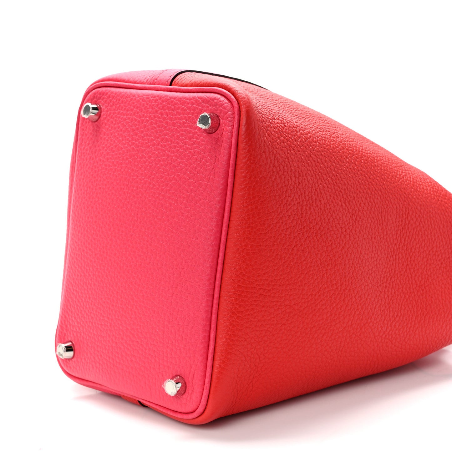 Taurillon Clemence Tri-Color Picotin Lock 18 PM Rouge Coeur Rose Extreme Bleu Zanzibar