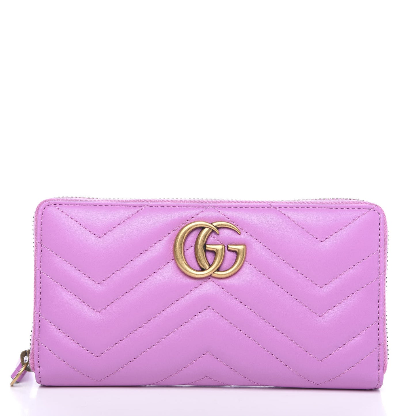 Calfskin Matelasse GG Marmont Zip Around Wallet Candy Mousse