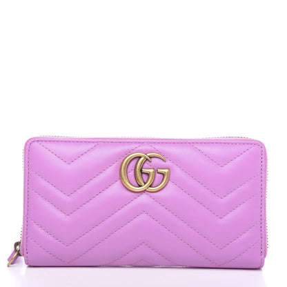 Gucci Calfskin Matelasse GG Marmont Zip Around Wallet Candy Mousse 1 of 7