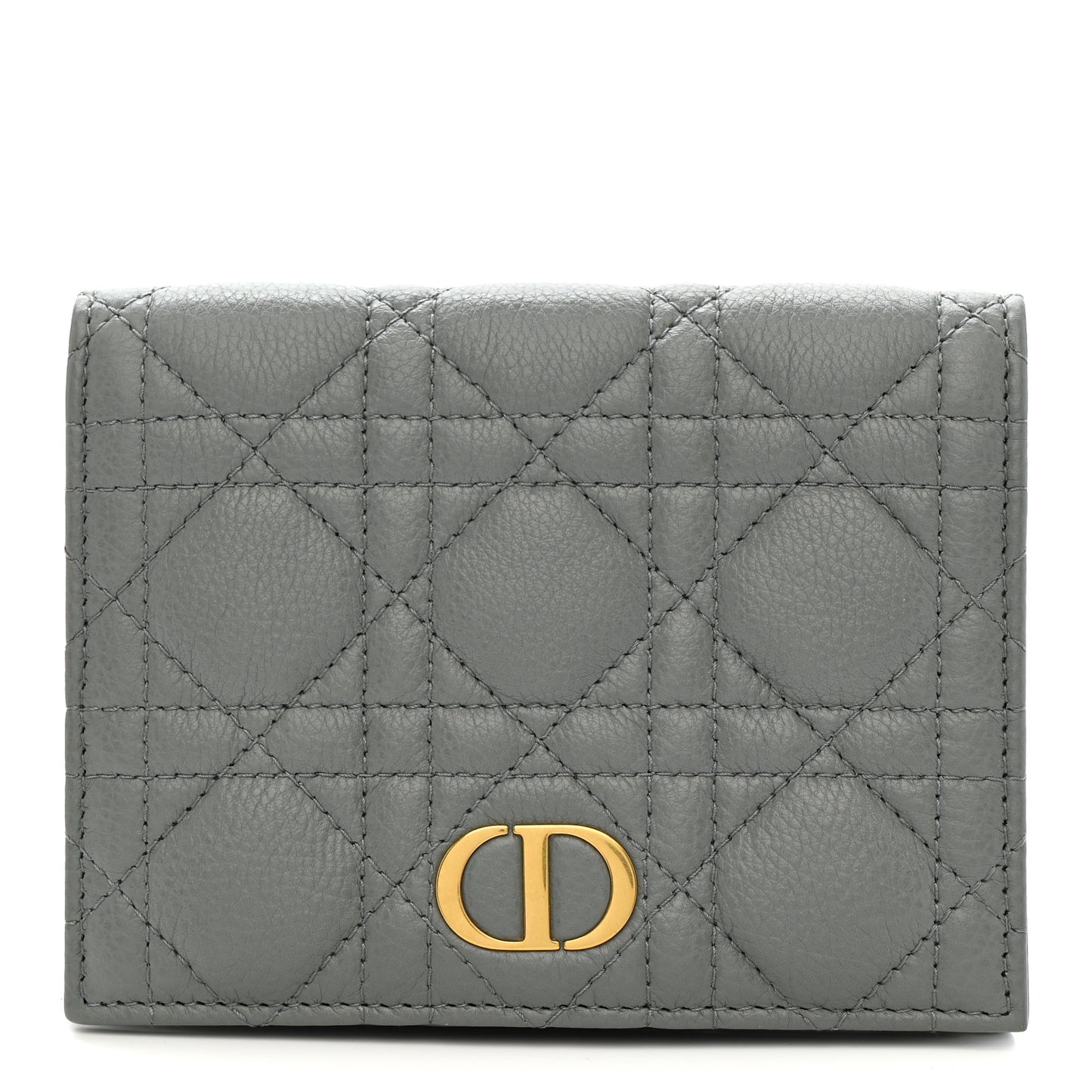 Grained Calfskin Supple Cannage Caro Medium Wallet Grey