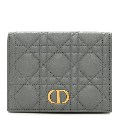 Christian Dior Grained Calfskin Supple Cannage Caro Medium Wallet Grey 1 of 7