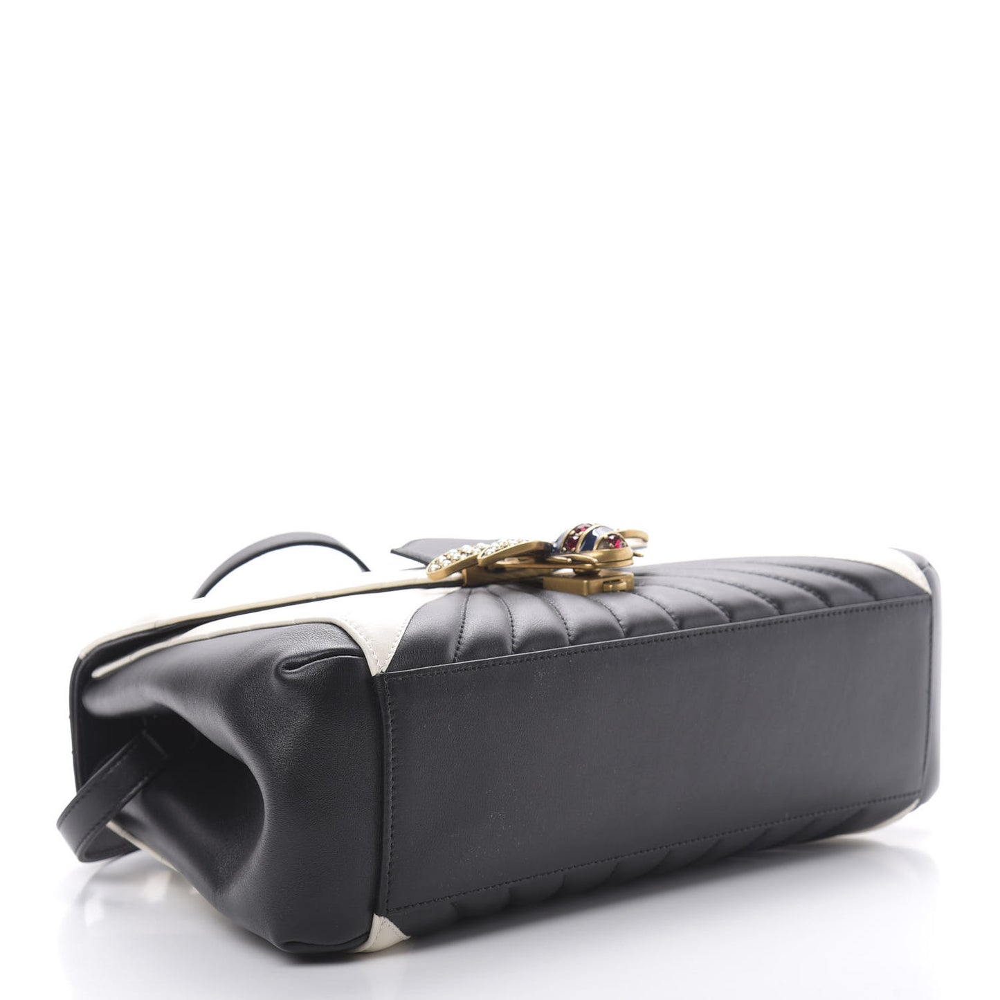Calfskin Bamboo Trapuntata Queen Margaret Top Handle Bag Mystic White Black