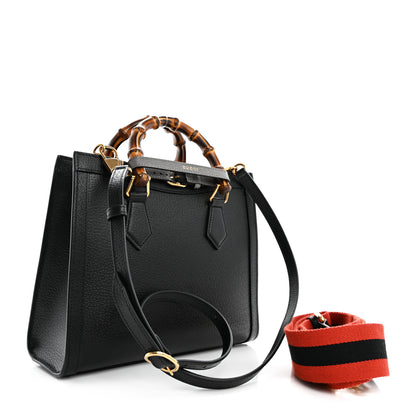 Gucci Textured Dollar Calfskin Web Small Diana Tote Bag Black Dusty Grey 4 of 10