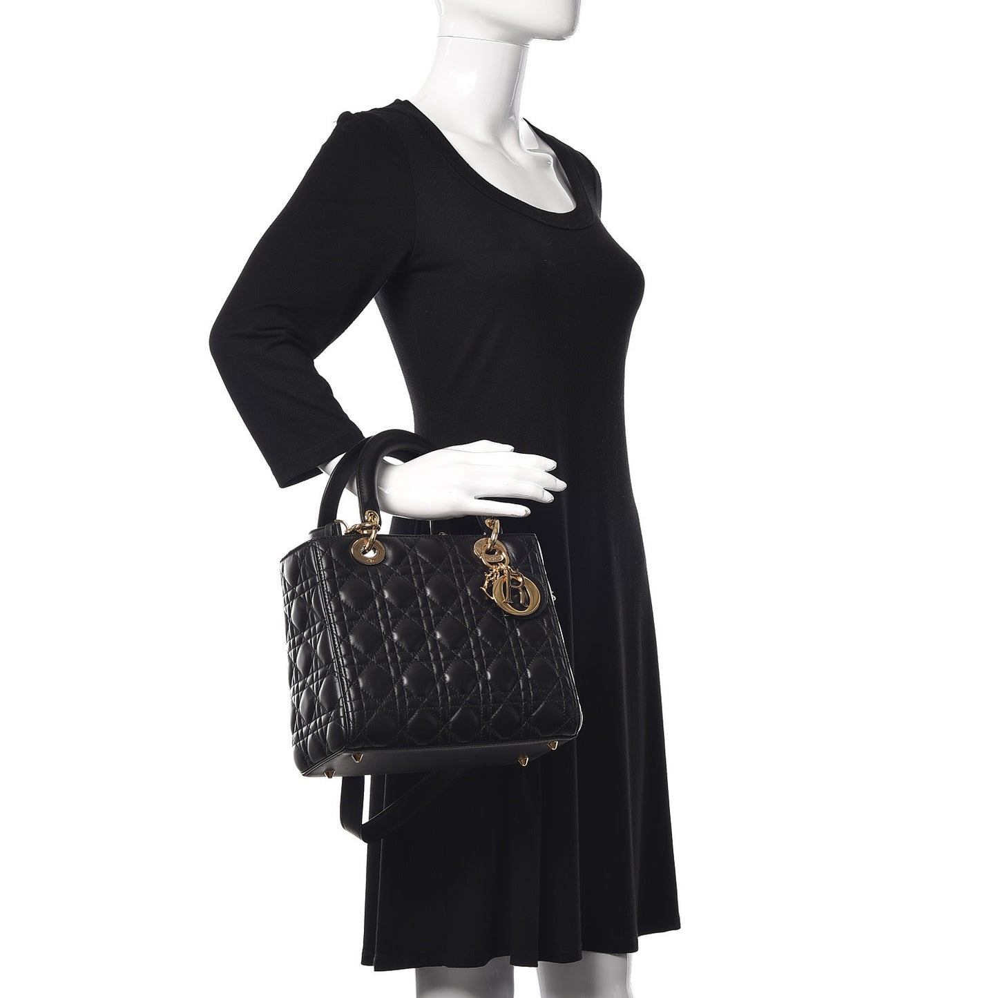 Lambskin Cannage Medium Lady Dior Black