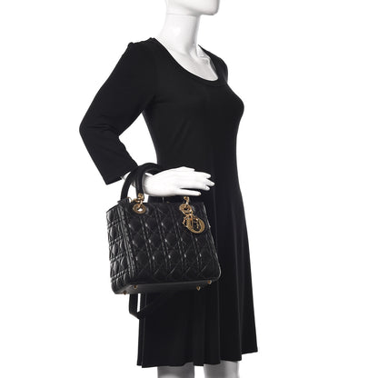 Christian Dior Lambskin Cannage Medium Lady Dior Black 3 of 12