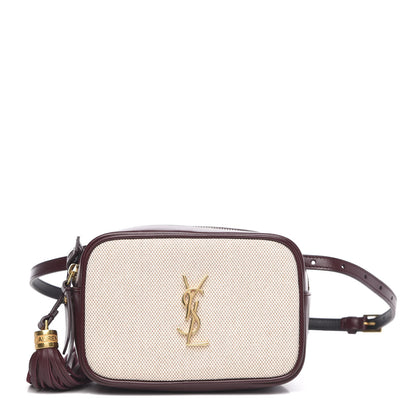 Saint Laurent Calfskin Canvas Monogram Lou Belt Bag Natural Dark Legion Red 1 of 8