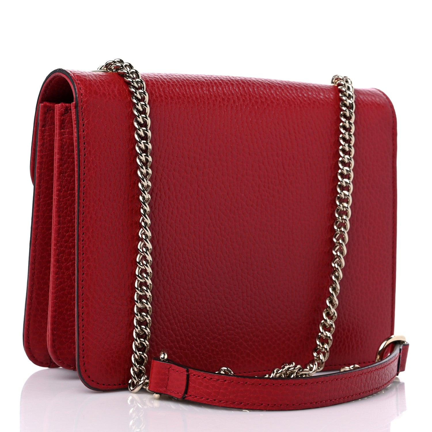 Gucci Dollar Calfskin Small Interlocking G Shoulder Bag Red 3 of 11