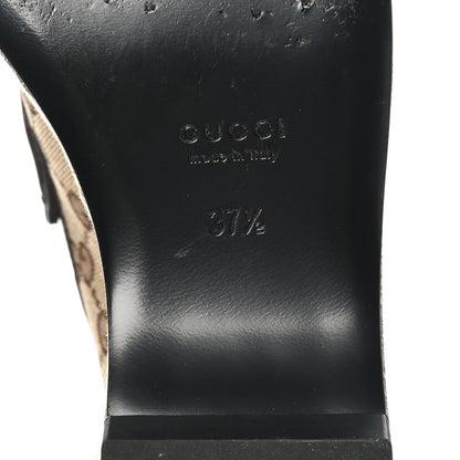 Gucci Canvas GG Monogram Horsebit Calfskin Womens Horsebit Platform Loafers 37.5 Beige Ebony 8 of 11
