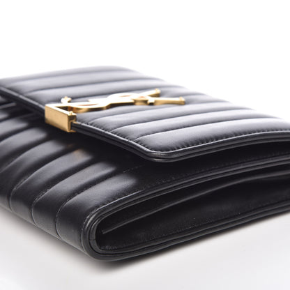 Saint Laurent Lambskin Matelasse Monogram Vicky Chain Wallet Black 10 of 13