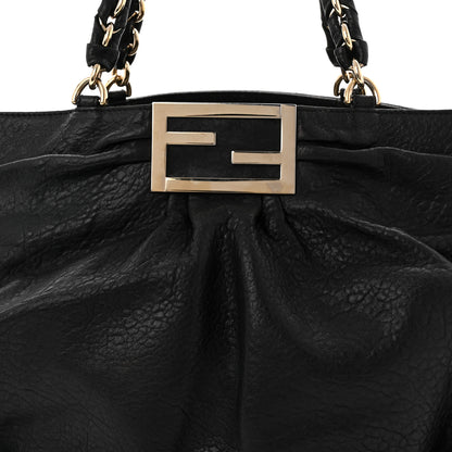 Fendi Crinkled Lambskin Mia Tote Black 7 of 9