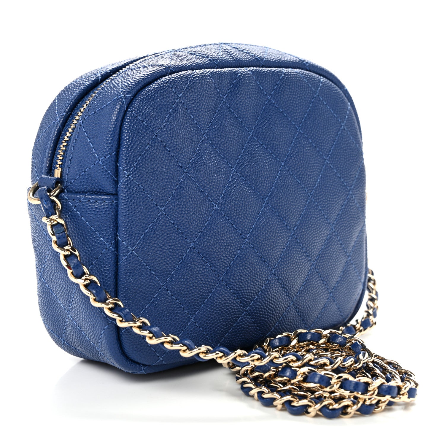 Chanel Caviar Quilted CC Day Camera Case Blue 3 of 10